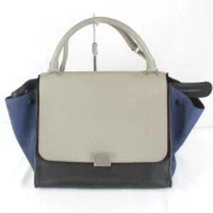 Celine Trapeze Shoulder Bag Leather Suede Gray